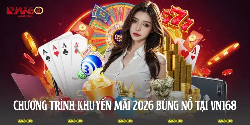 Chương trình khuyến mãi 2026 bùng nổ tại VN168